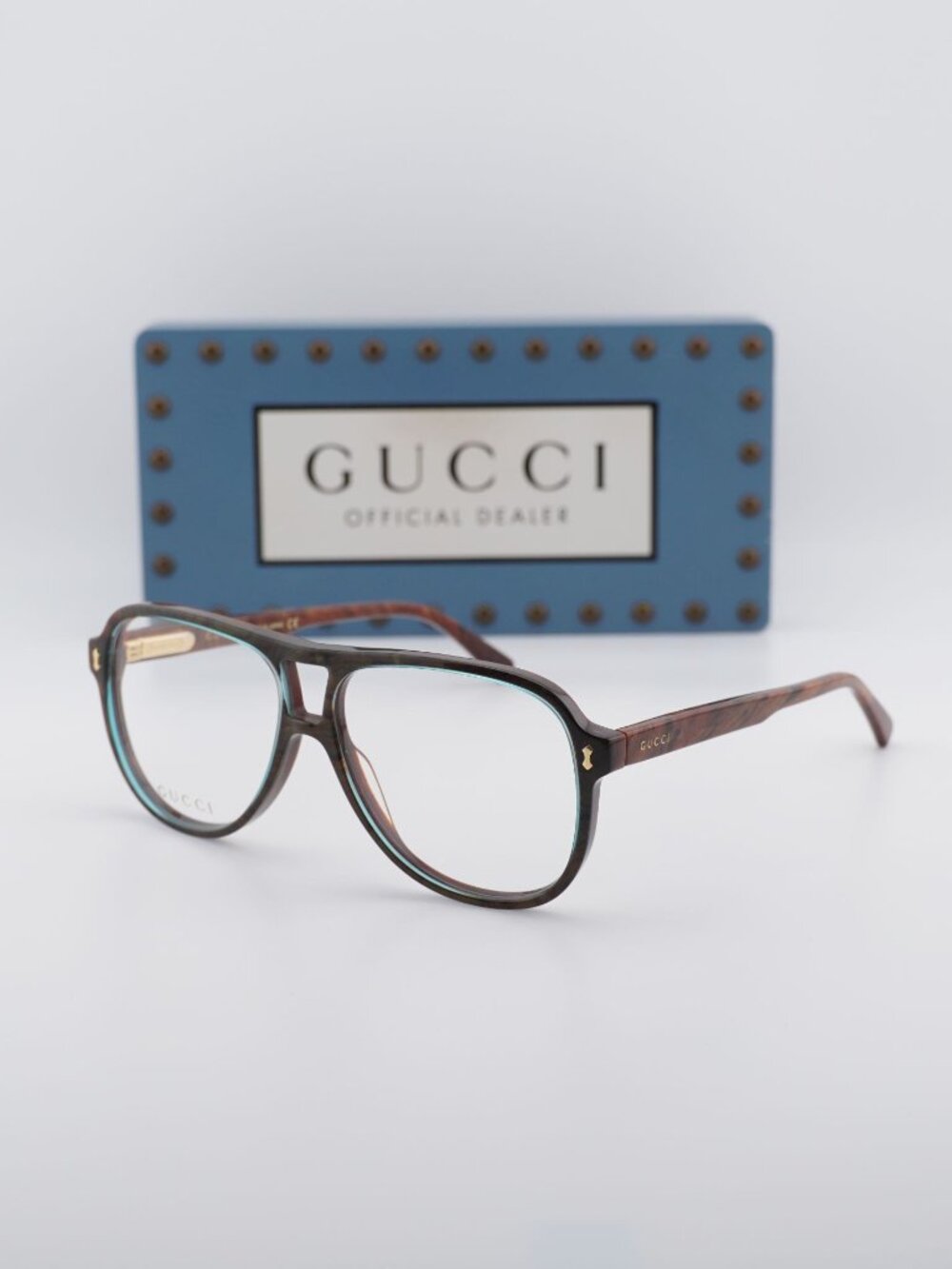 Gucci GG1044O 003 Aviator Eyeglasses –Brown 57mm